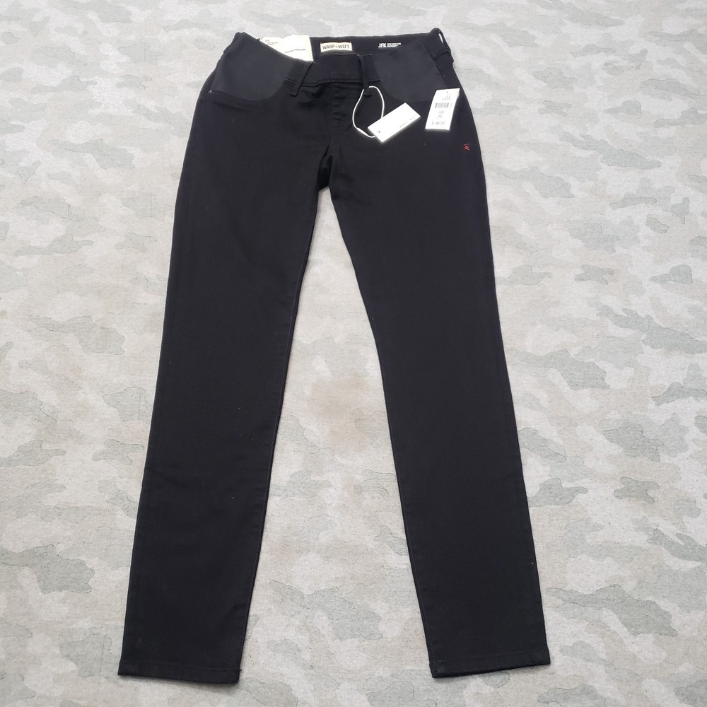 JFK Maternity Jeans Womens 0/25 Black Wrap+Weft Pockets NWT